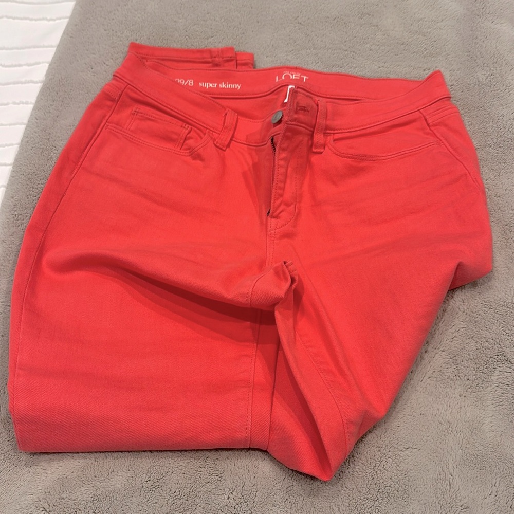 Loft super skinny coral jeans